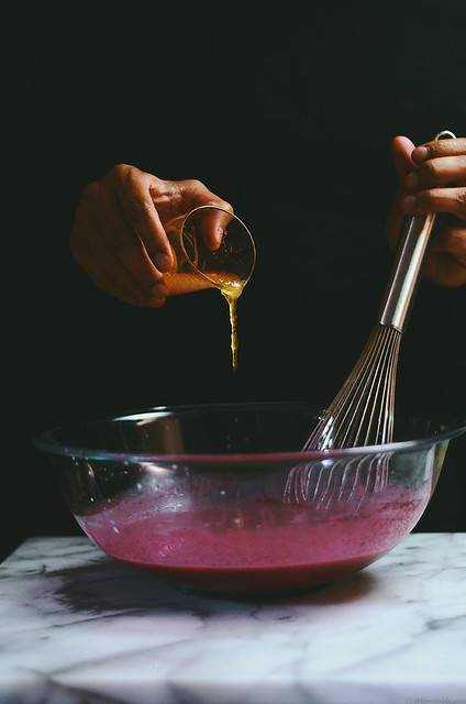 red beet, rose water, honey, goat cheese and goat milk ice cream| A Brown Table