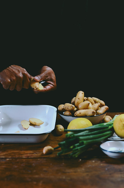 Coriander Roasted Fingerling Potato Salad with Avocado | A Brown Table