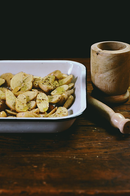 Coriander Roasted Fingerling Potato Salad with Avocado | A Brown Table