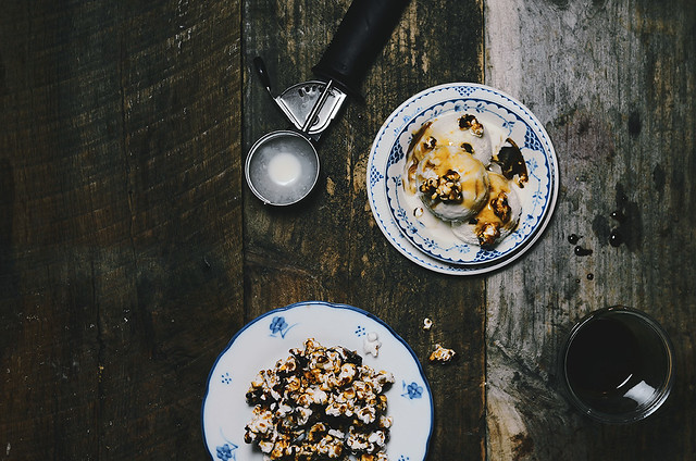 Popcorn Ice Cream with Salted Caramel PopCorn |  A Brown Table