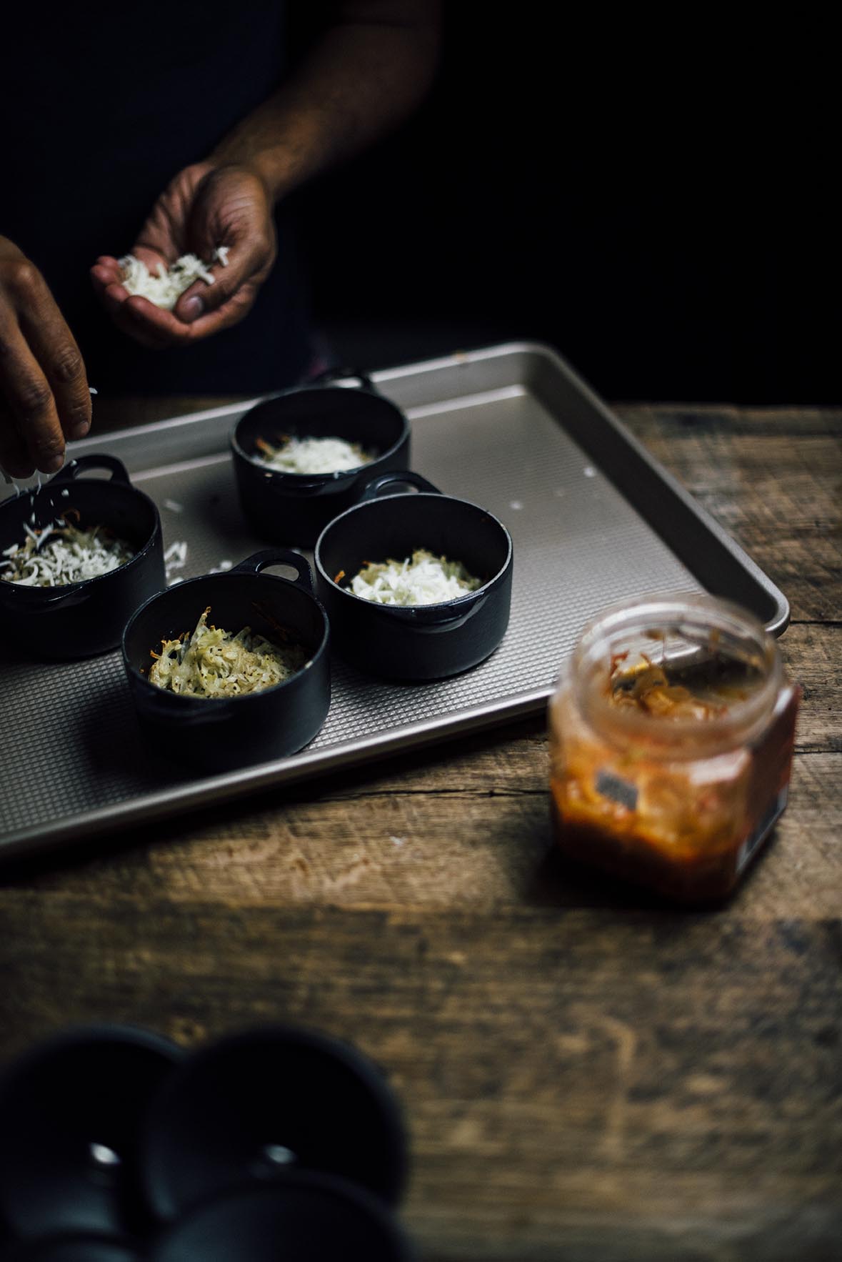 easy baked eggs with shichimi togarashi and kimchi |A Brown Table