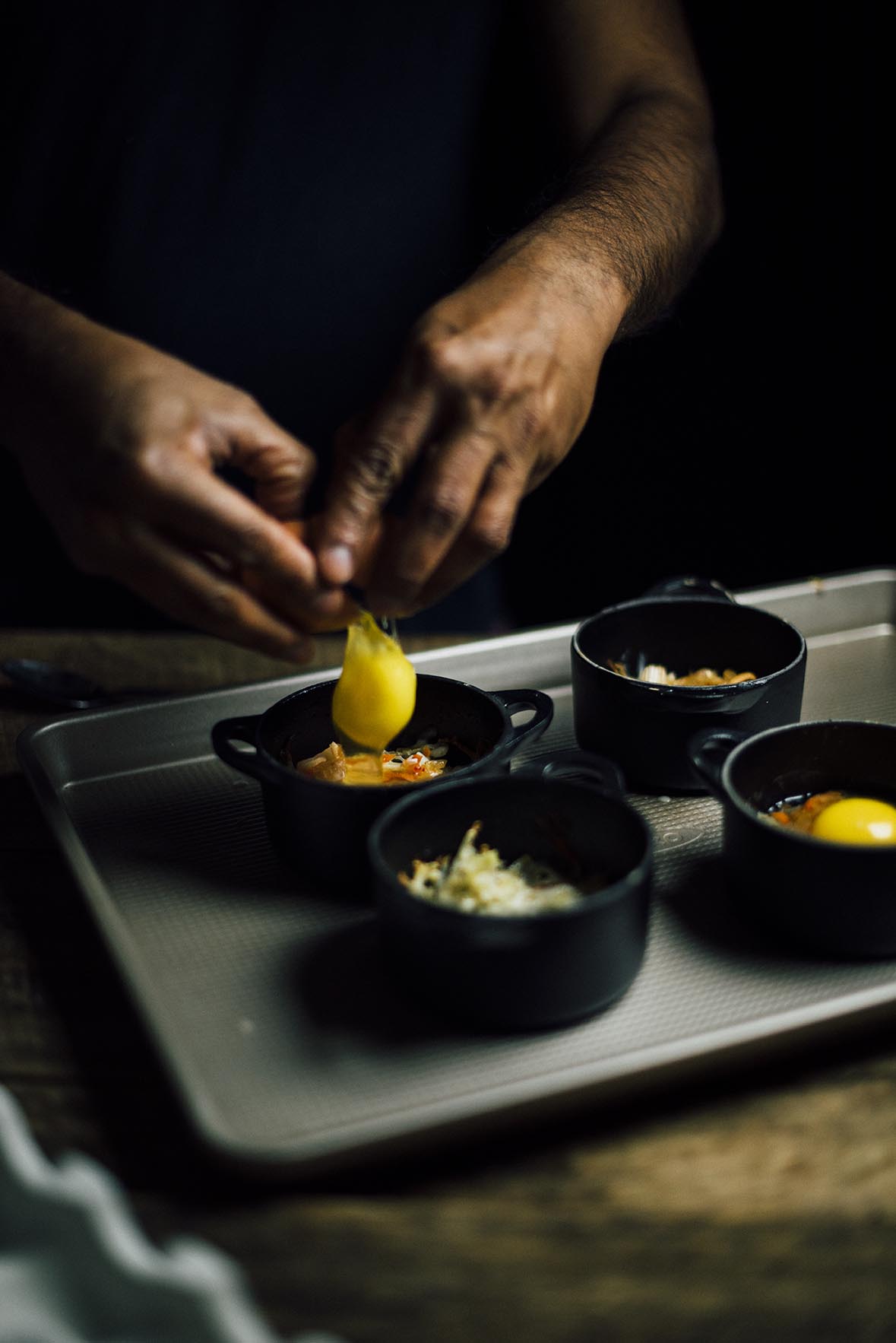 easy baked eggs with shichimi togarashi and kimchi |A Brown Table