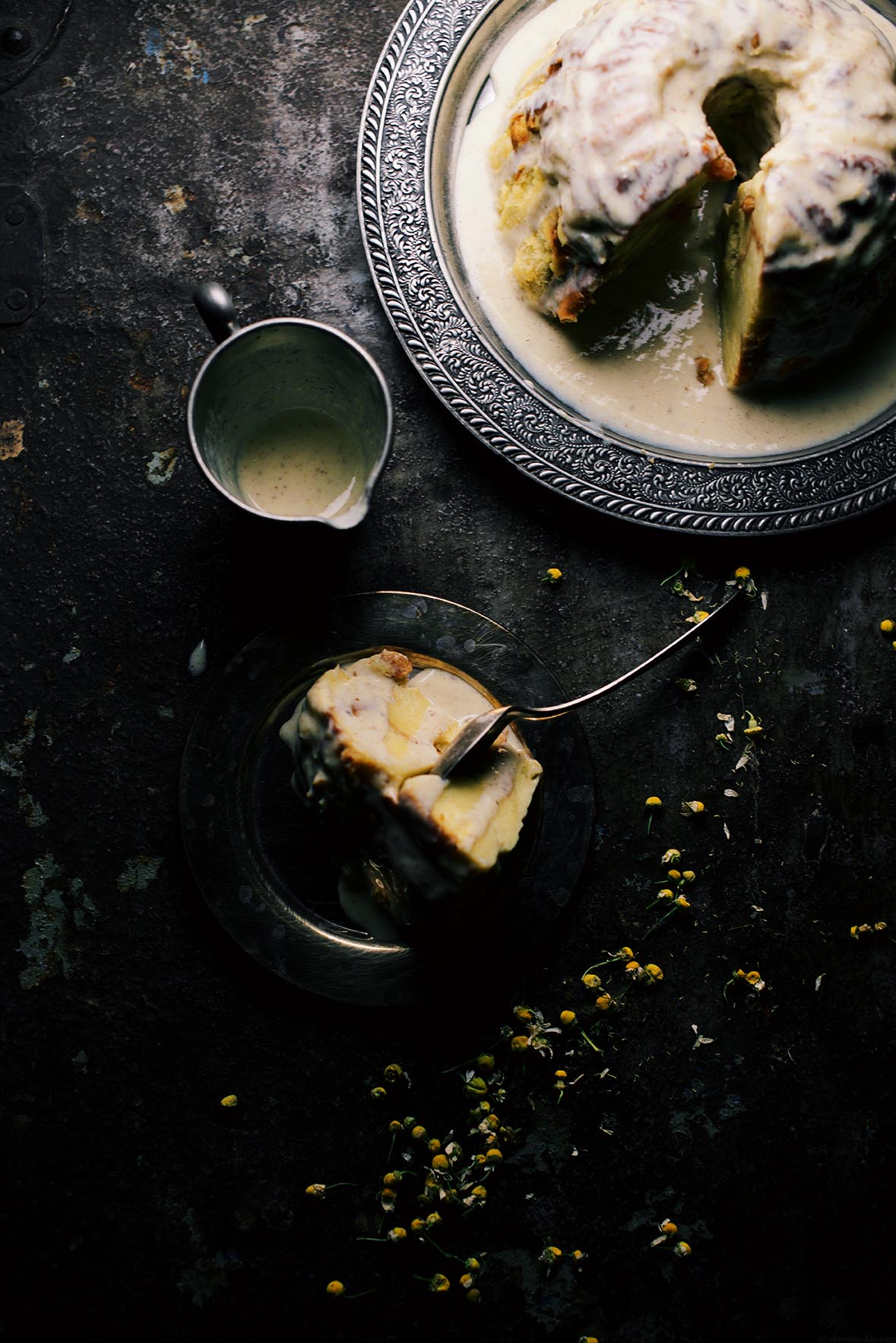 chamomile and long black pepper steamed bread pudding | A Brown Table