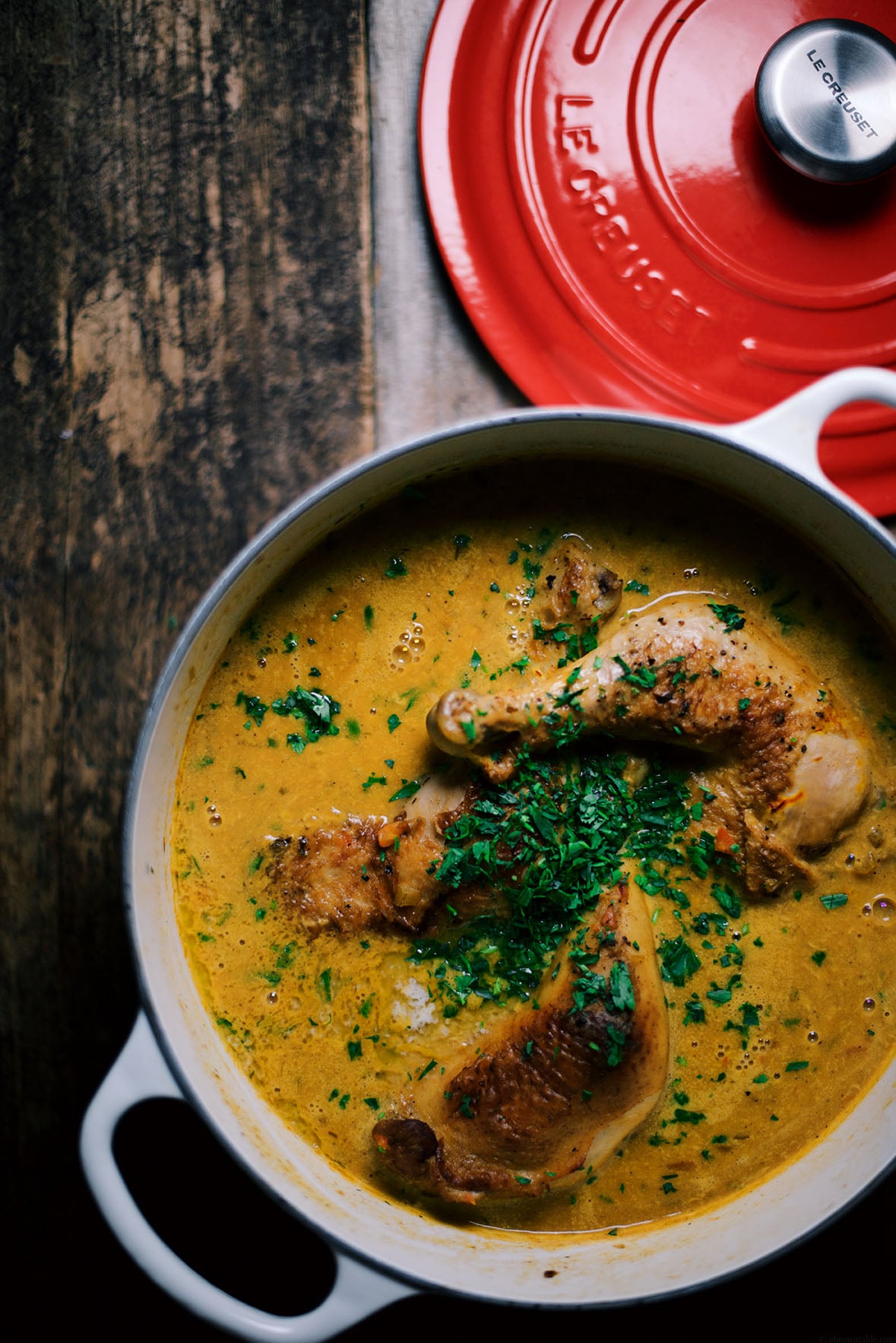 saffron and coriander chicken fricassee| A Brown Table