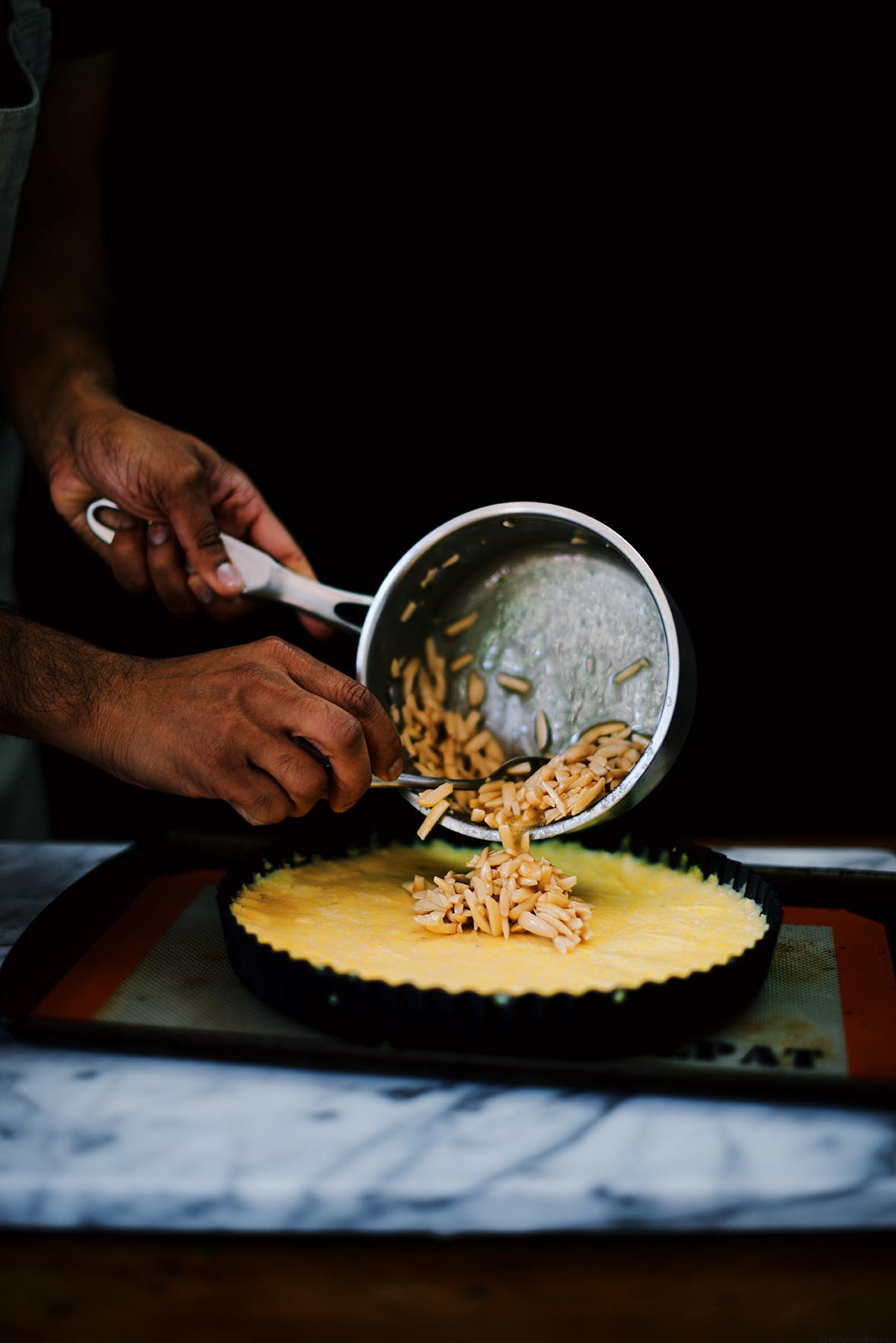 almond polenta tart with sherried plum compote | A Brown Table