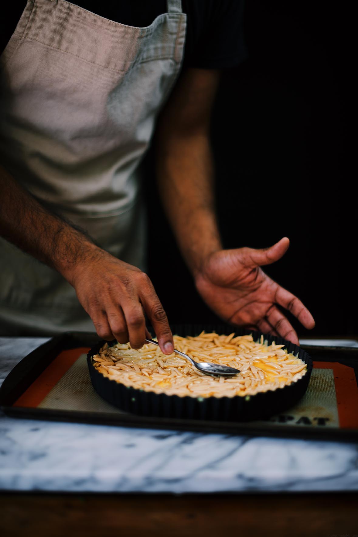 almond polenta tart with sherried plum compote | A Brown Table