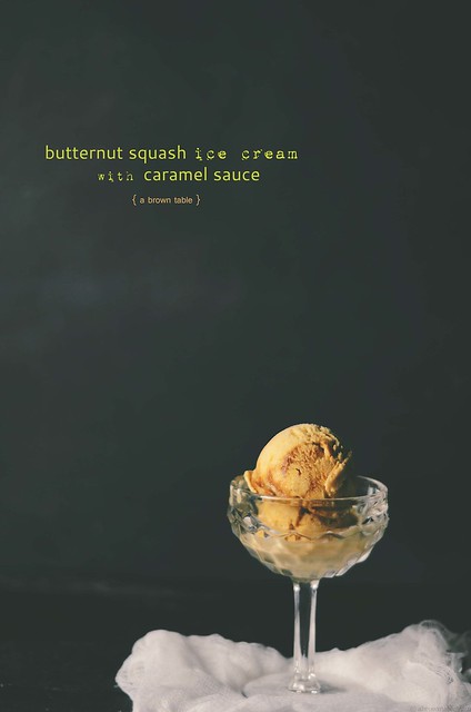 Butternutsquash caramel sauce icecream