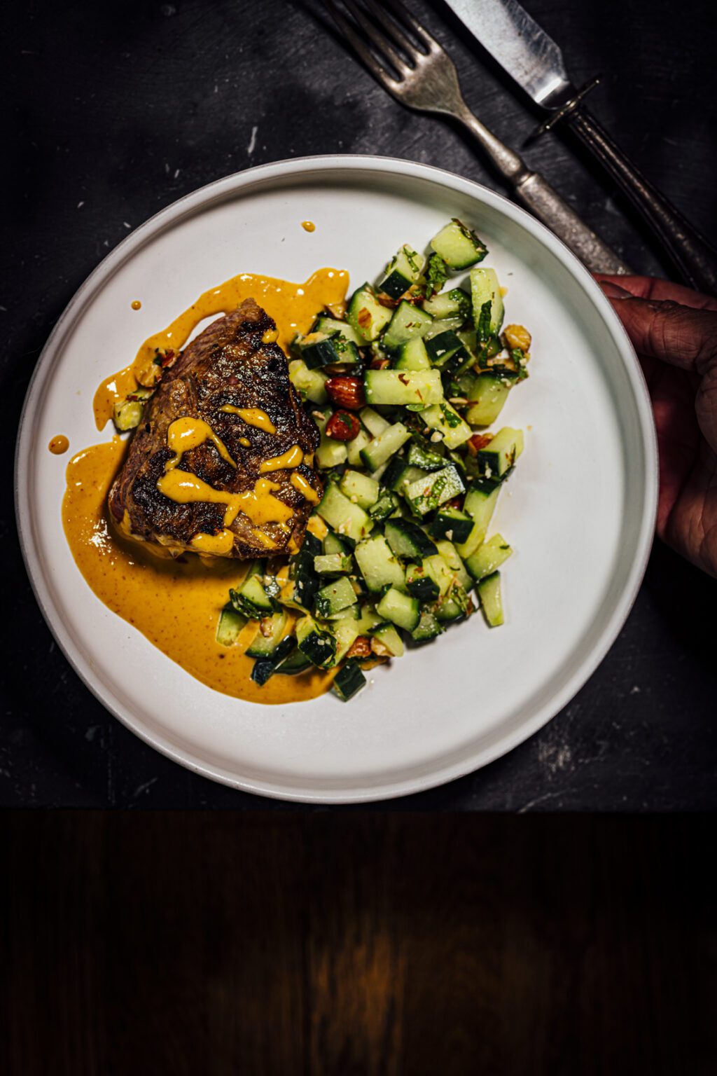 Lamb Chops with Cucumber Mint Salad and Sweet and Smoky Tahini
