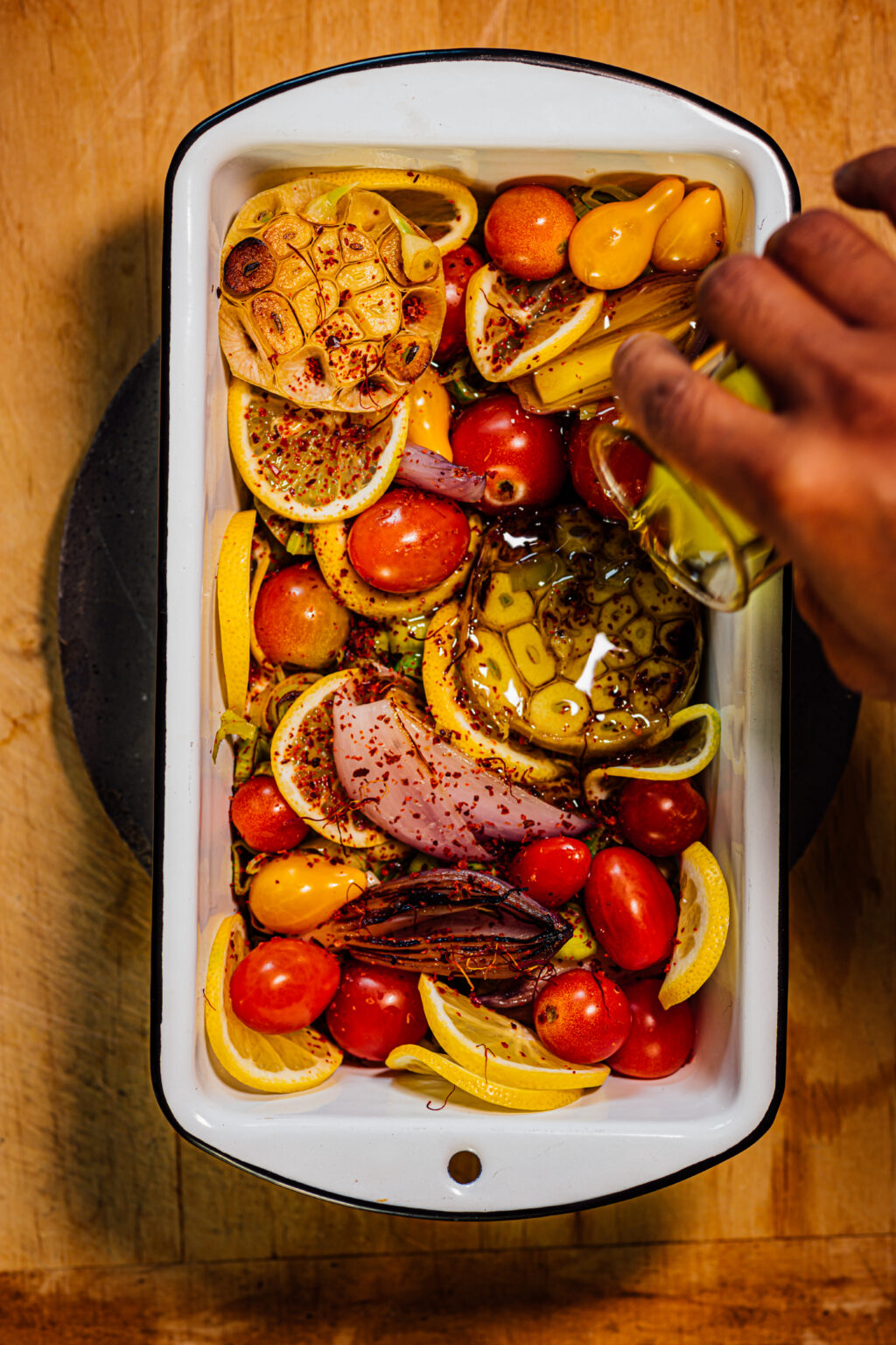 Saffron Lemon Confit with Allium and Tomatoes Everyday Flavor Nik Sharma Cooks