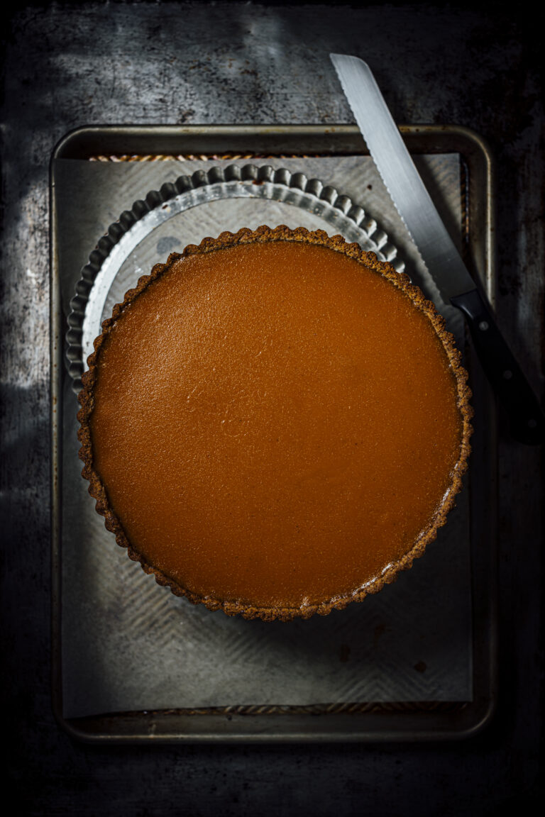 Sweet Potato Honey Beer Pie with a flaky golden crust, rich honeyed filling, and notes of malt and spice — a modern twist on classic sweet potato pie.